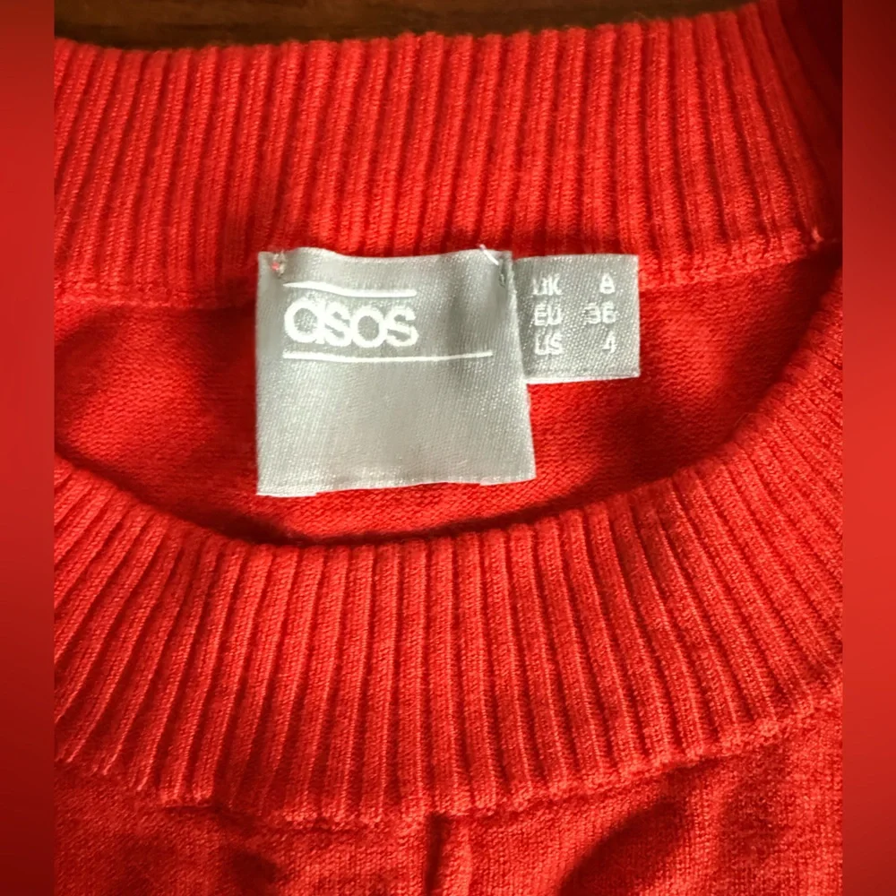 ASOS Vibrant‎ Red Crew Neck Cropped Sweater